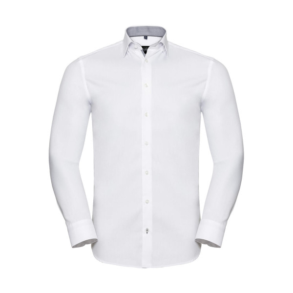 Tailored Contrast Herringbone Shirt LS