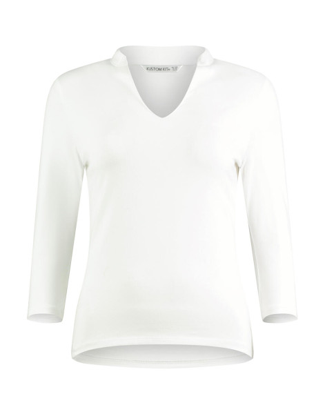 Regular Fit Mandarin Collar Top 3/4 Sleeve