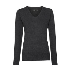 Ladies V-Neck Knitted Pullover