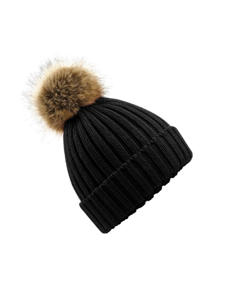 Fur Pop Pom Chunky Beanie