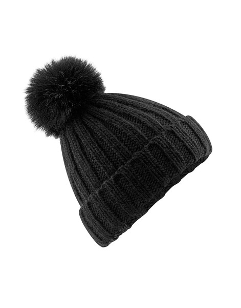 Verbier Fur Pop Pom Chunky Beanie