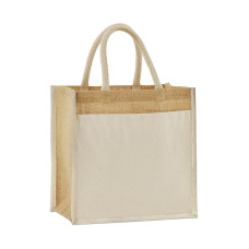 Cotton Pocket Natural Starched Jute Midi Tote